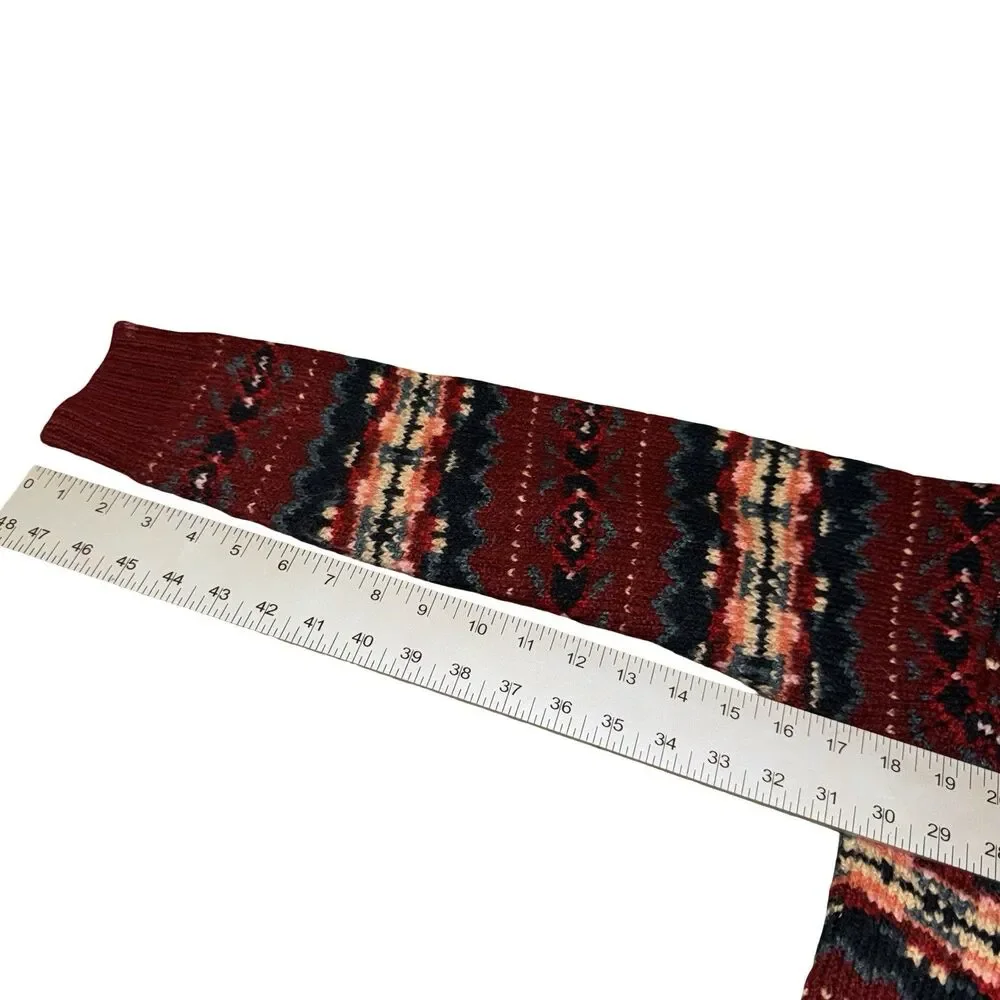 American Eagle‎ Super Soft Red Fair Isle Full Zip Up Cardigan Sweater Size Med